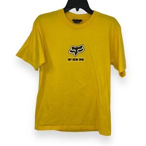 Vintage FOX Motocross Yellow T-Shirt Graphic Tee